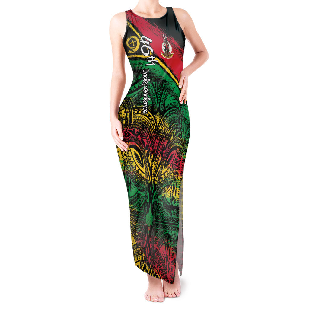 Vanuatu 46th Year Anniversary Tank Maxi Dress Vintage Grunge Vanuatu Flag Heritage