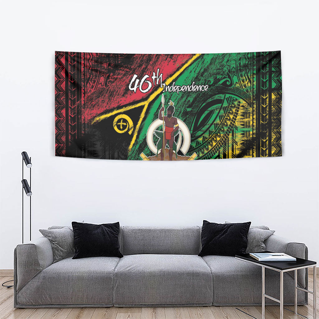 Vanuatu 46th Year Anniversary Tapestry Vintage Grunge Vanuatu Flag Heritage