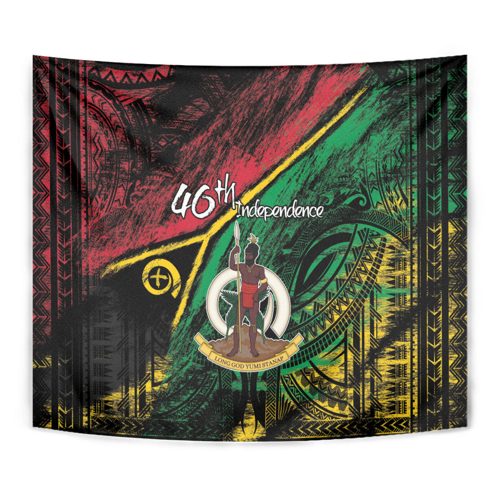 Vanuatu 46th Year Anniversary Tapestry Vintage Grunge Vanuatu Flag Heritage