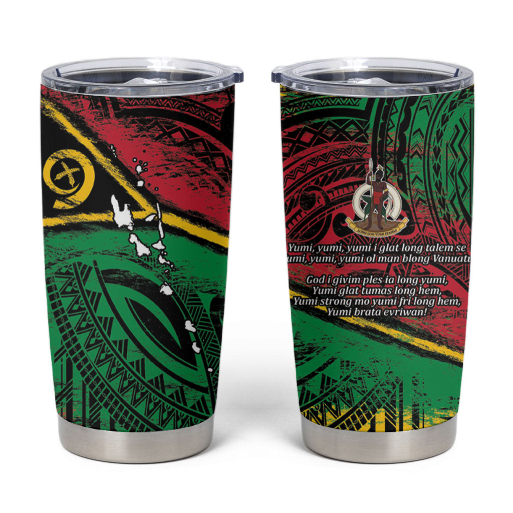 Vanuatu 46th Year Anniversary Tumbler Cup Vintage Grunge Vanuatu Flag Heritage