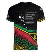 Vanuatu 46th Year Anniversary Women V-Neck T-Shirt Vintage Grunge Vanuatu Flag Heritage LT9 - Polynesian Pride