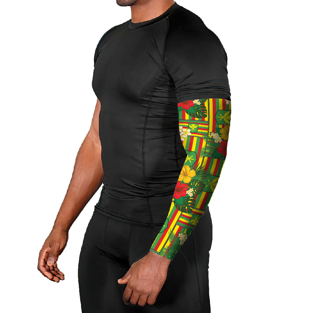 Hawaii Kanaka Maoli Hibiscus Arm Sleeves Hawaiian Flag Motif