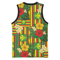 Hawaii Kanaka Maoli Hibiscus Basketball Jersey Hawaiian Flag Motif