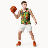 Hawaii Kanaka Maoli Hibiscus Basketball Jersey Hawaiian Flag Motif