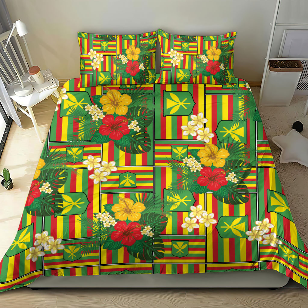 Hawaii Kanaka Maoli Hibiscus Bedding Set Hawaiian Flag Motif