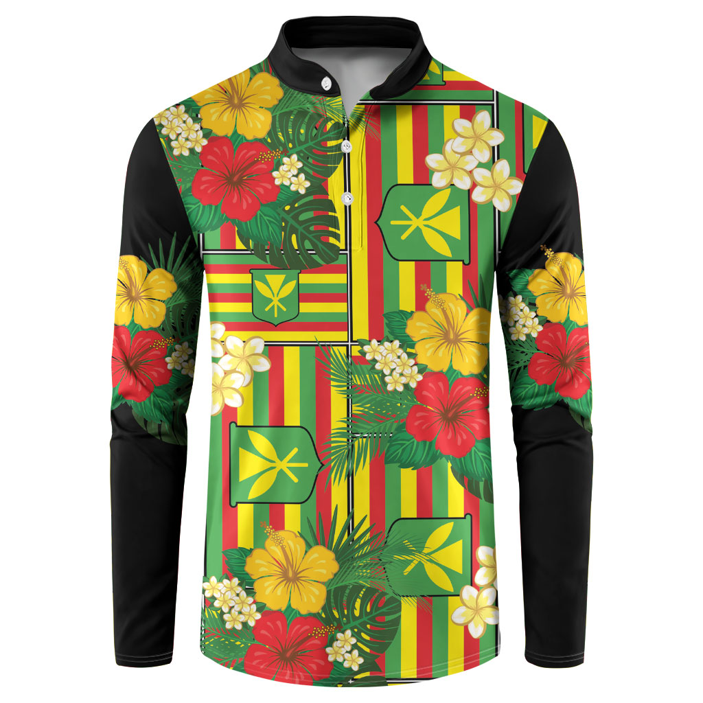 Hawaii Kanaka Maoli Hibiscus Button Sweatshirt Hawaiian Flag Motif