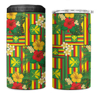 Hawaii Kanaka Maoli Hibiscus 4 in 1 Can Cooler Tumbler Hawaiian Flag Motif