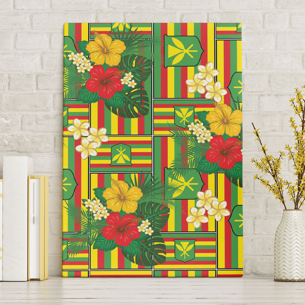 Hawaii Kanaka Maoli Hibiscus Canvas Wall Art Hawaiian Flag Motif
