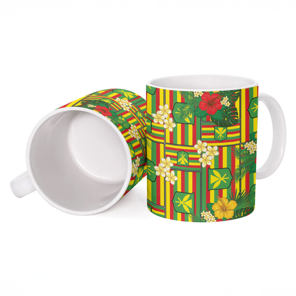 Hawaii Kanaka Maoli Hibiscus Ceramic Mug Hawaiian Flag Motif