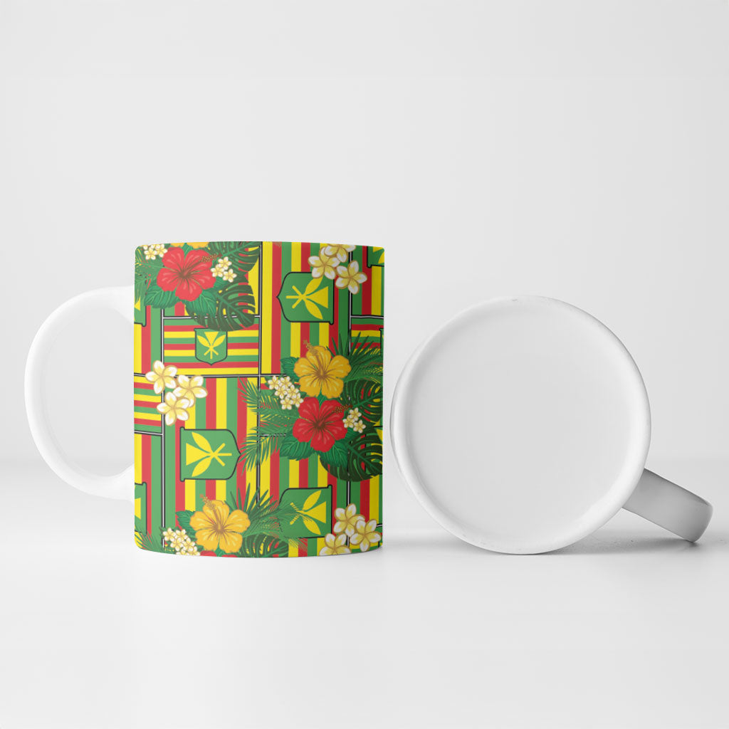 Hawaii Kanaka Maoli Hibiscus Ceramic Mug Hawaiian Flag Motif