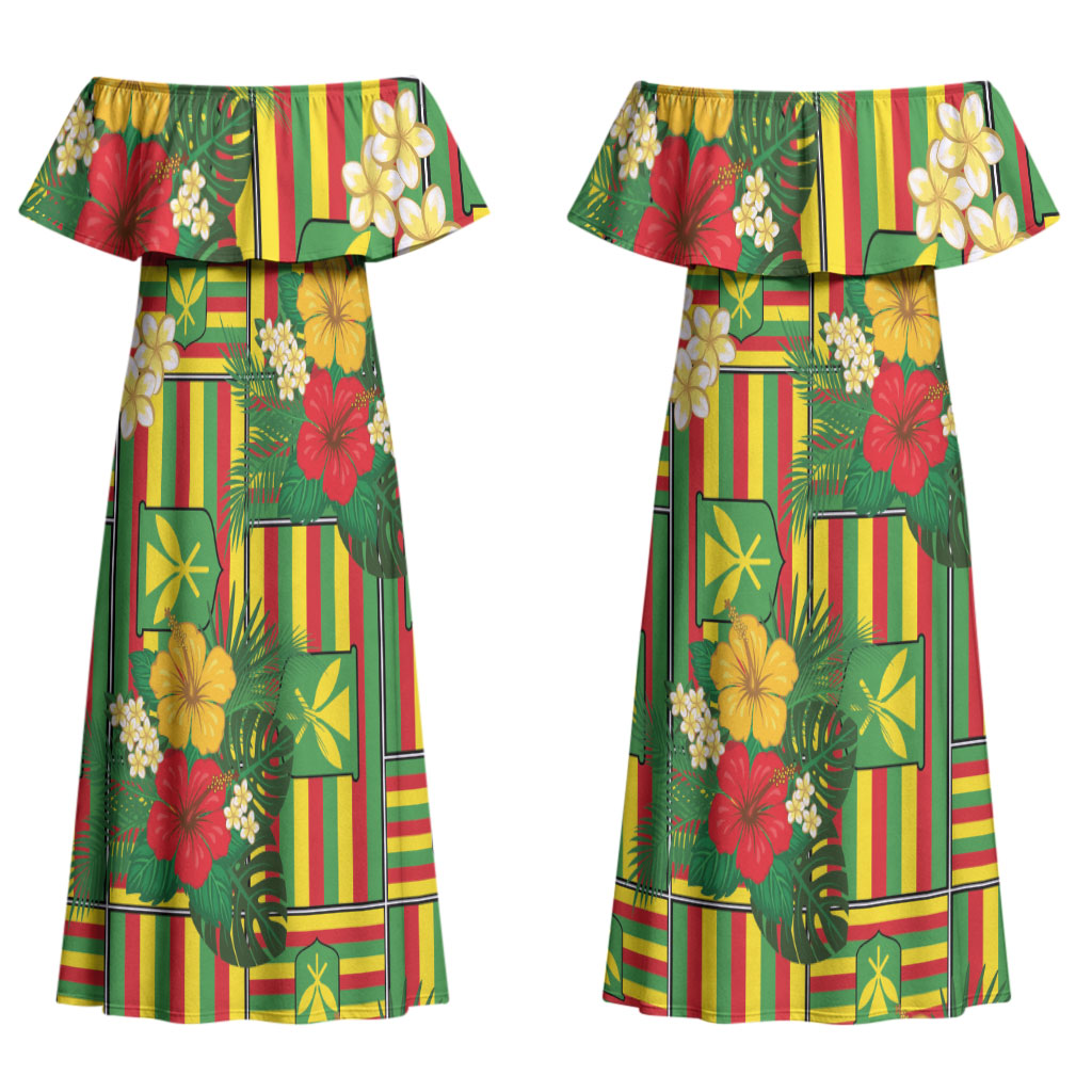 Hawaii Kanaka Maoli Hibiscus Couples Matching Off Shoulder Maxi Dress and Hawaiian Shirt Hawaiian Flag Motif LT9 - Polynesian Pride