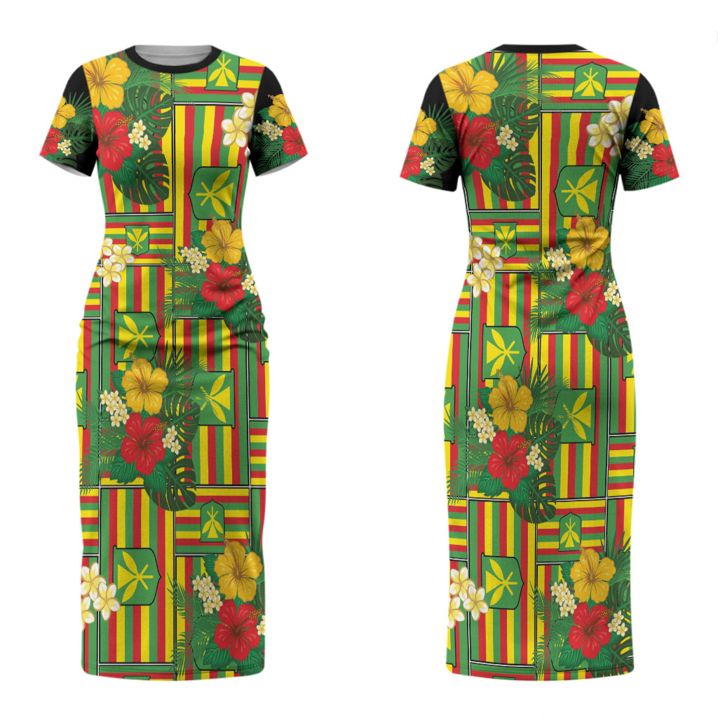 Hawaii Kanaka Maoli Hibiscus Couples Matching Short Sleeve Bodycon Dress and Long Sleeve Button Shirt Hawaiian Flag Motif LT9 - Polynesian Pride