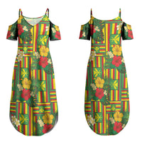 Hawaii Kanaka Maoli Hibiscus Couples Matching Summer Maxi Dress and Hawaiian Shirt Hawaiian Flag Motif LT9 - Polynesian Pride