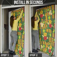 Hawaii Kanaka Maoli Hibiscus Door Cover Hawaiian Flag Motif