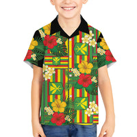 Hawaii Kanaka Maoli Hibiscus Family Matching Mermaid Dress and Hawaiian Shirt Hawaiian Flag Motif