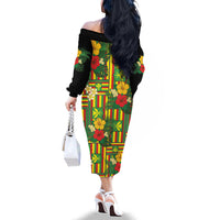 Hawaii Kanaka Maoli Hibiscus Family Matching Off The Shoulder Long Sleeve Dress and Hawaiian Shirt Hawaiian Flag Motif