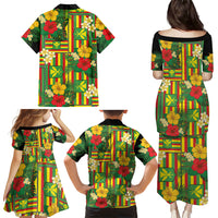 Hawaii Kanaka Maoli Hibiscus Family Matching Puletasi and Hawaiian Shirt Hawaiian Flag Motif