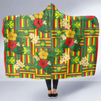 Hawaii Kanaka Maoli Hibiscus Hooded Blanket Hawaiian Flag Motif