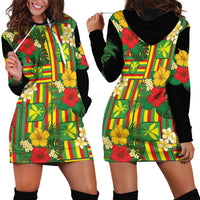 Hawaii Kanaka Maoli Hibiscus Hoodie Dress Hawaiian Flag Motif