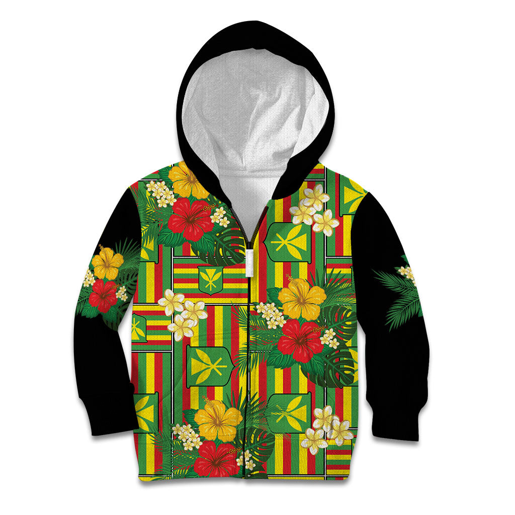 Hawaii Kanaka Maoli Hibiscus Kid Hoodie Hawaiian Flag Motif