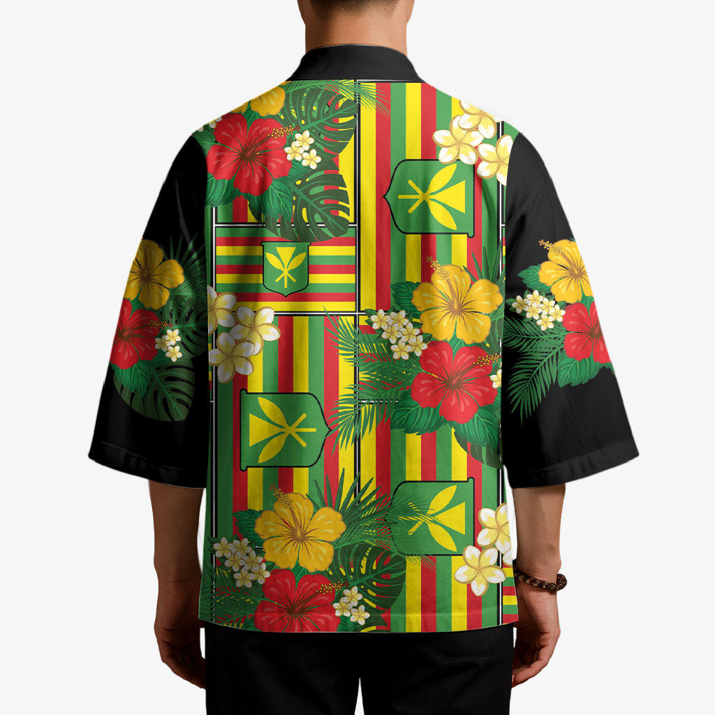 Hawaii Kanaka Maoli Hibiscus Kimono Hawaiian Flag Motif