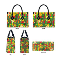 Hawaii Kanaka Maoli Hibiscus Leather Bag Hawaiian Flag Motif