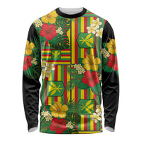 Hawaii Kanaka Maoli Hibiscus Long Sleeve Shirt Hawaiian Flag Motif