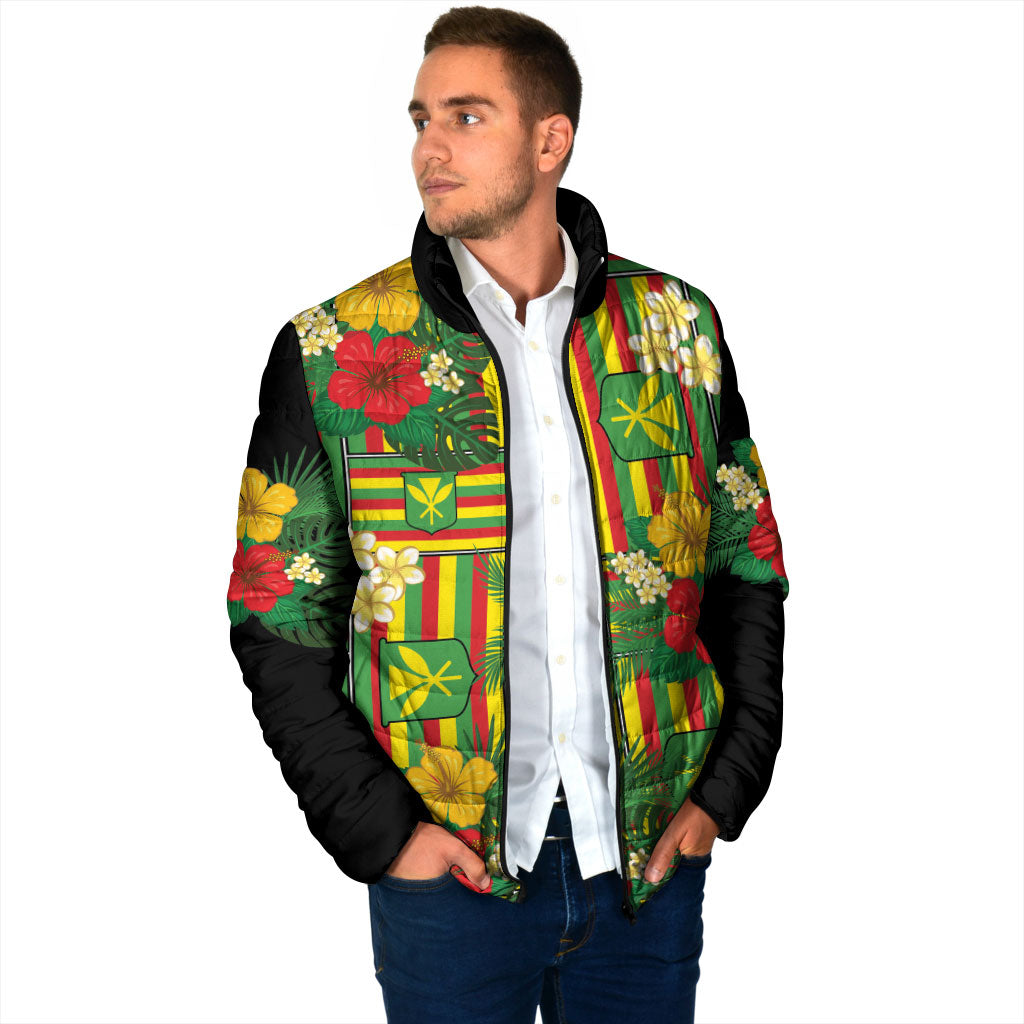 Hawaii Kanaka Maoli Hibiscus Padded Jacket Hawaiian Flag Motif