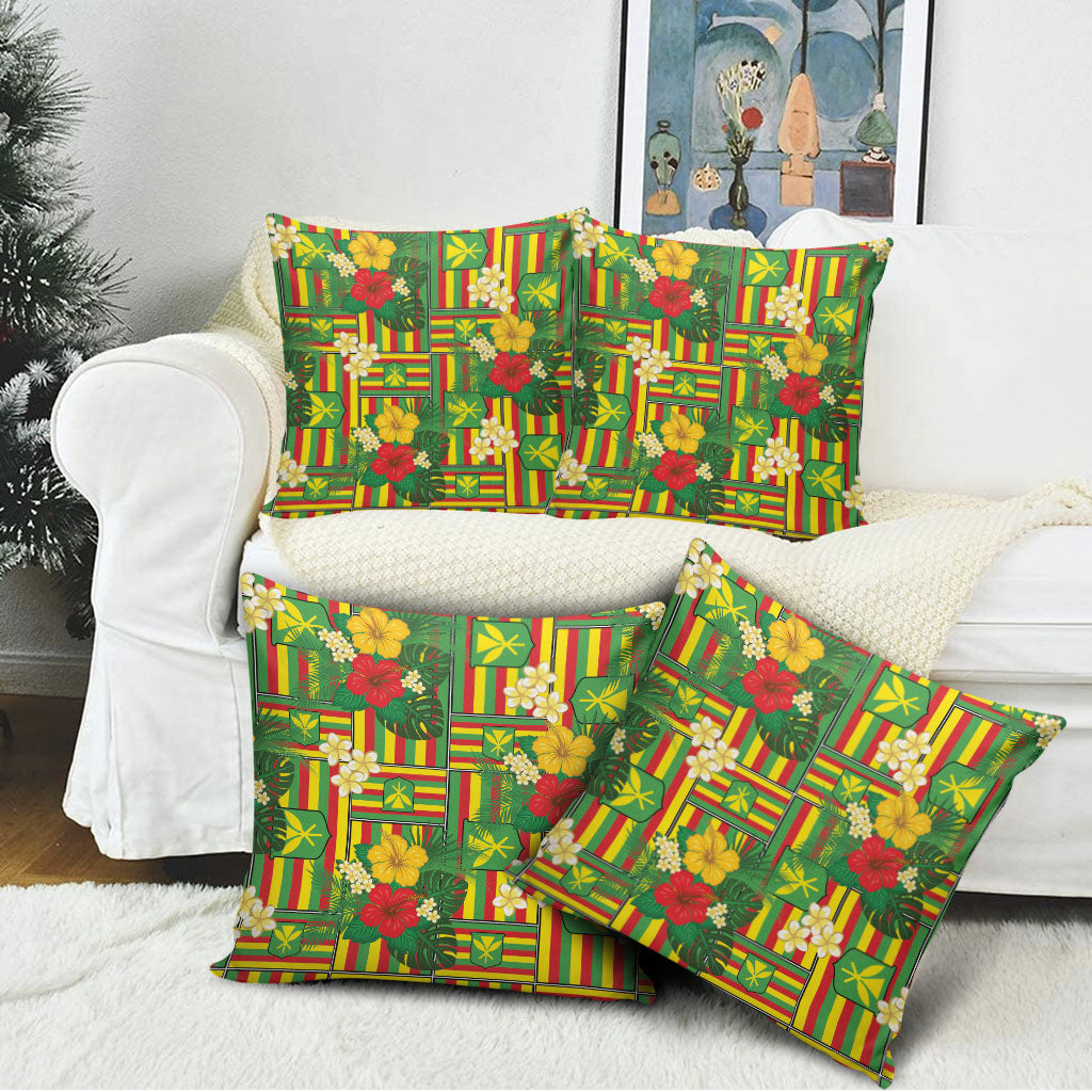 Hawaii Kanaka Maoli Hibiscus Pillow Cover Hawaiian Flag Motif