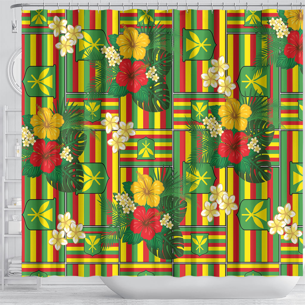Hawaii Kanaka Maoli Hibiscus Shower Curtain Hawaiian Flag Motif