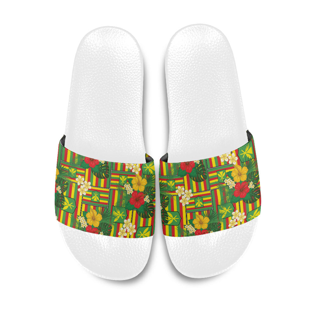 Hawaii Kanaka Maoli Hibiscus Slide Sandals Hawaiian Flag Motif