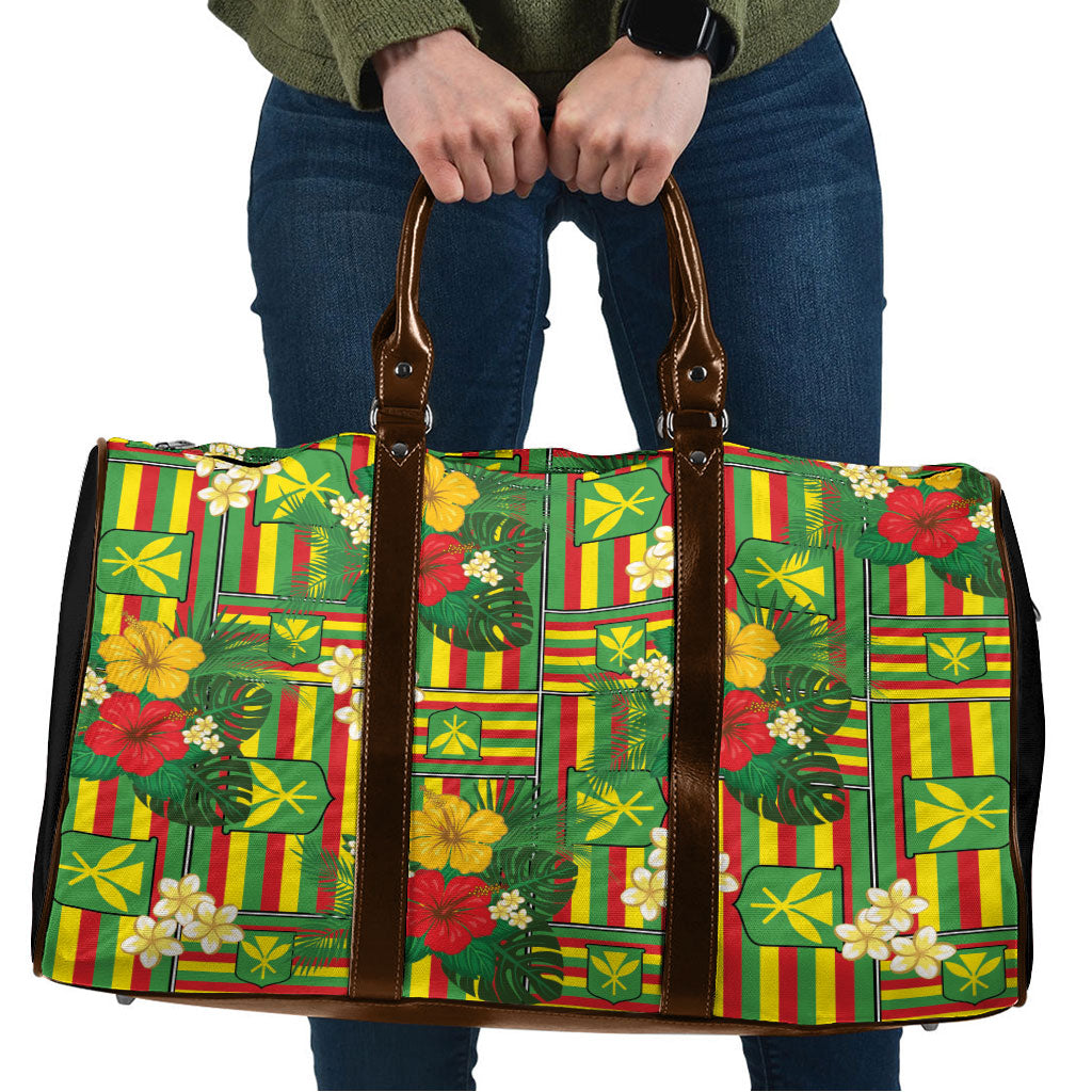 Hawaii Kanaka Maoli Hibiscus Travel Bag Hawaiian Flag Motif
