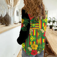 Hawaii Kanaka Maoli Hibiscus Women Casual Shirt Hawaiian Flag Motif