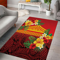 Hawaii Ku Kia'i Mauna Area Rug Hibiscus Kakau Pattern