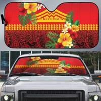 Hawaii Ku Kia'i Mauna Auto Sun Shade Hibiscus Kakau Pattern
