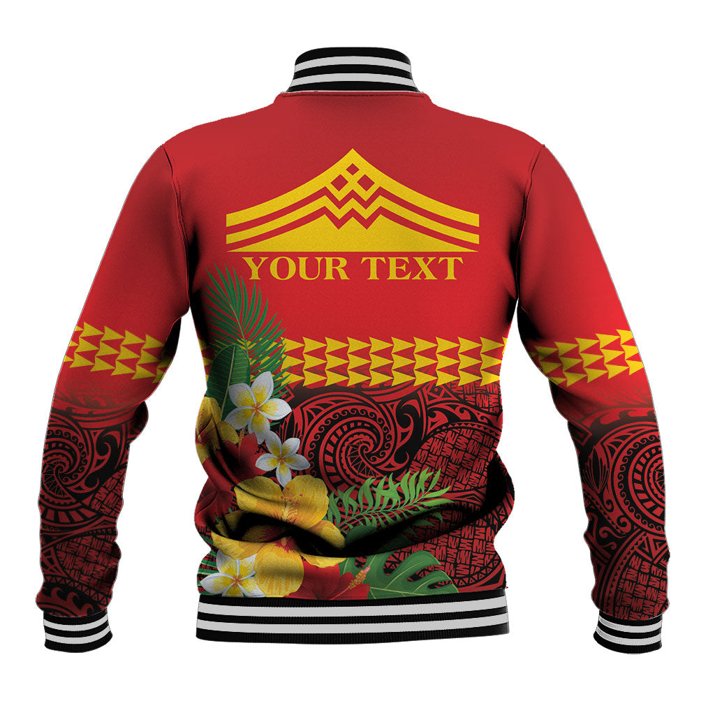 Hawaii Ku Kia'i Mauna Personalized Baseball Jacket Hibiscus Kakau Pattern