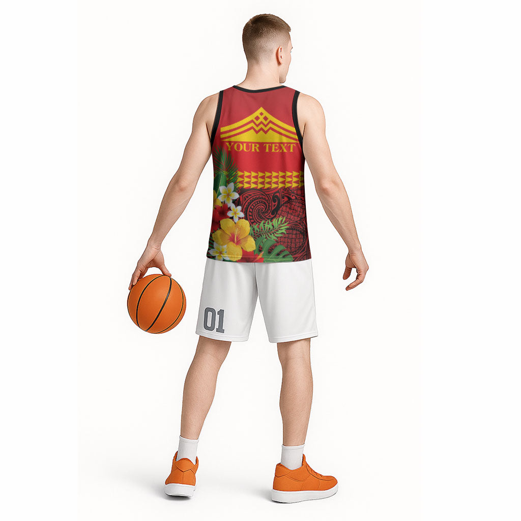 Hawaii Ku Kia'i Mauna Personalized Basketball Jersey Hibiscus Kakau Pattern