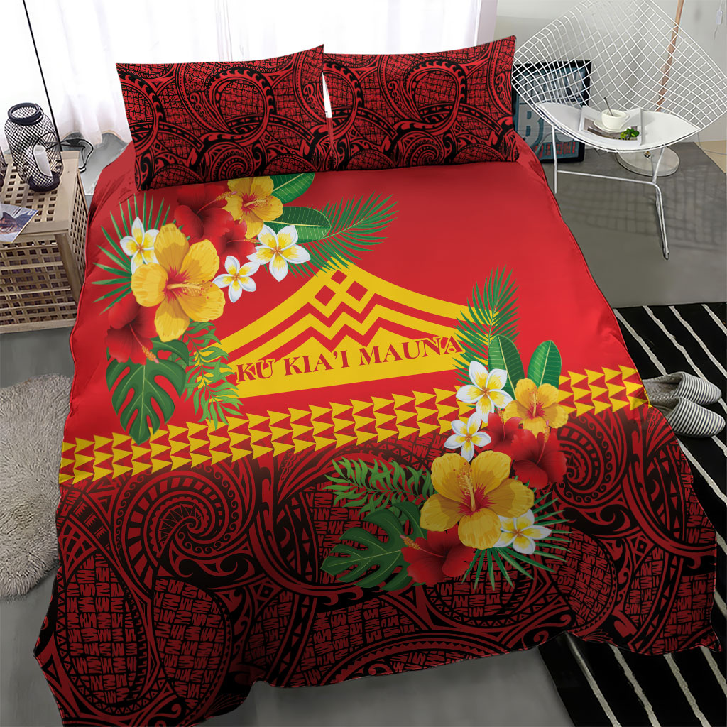 Hawaii Ku Kia'i Mauna Bedding Set Hibiscus Kakau Pattern