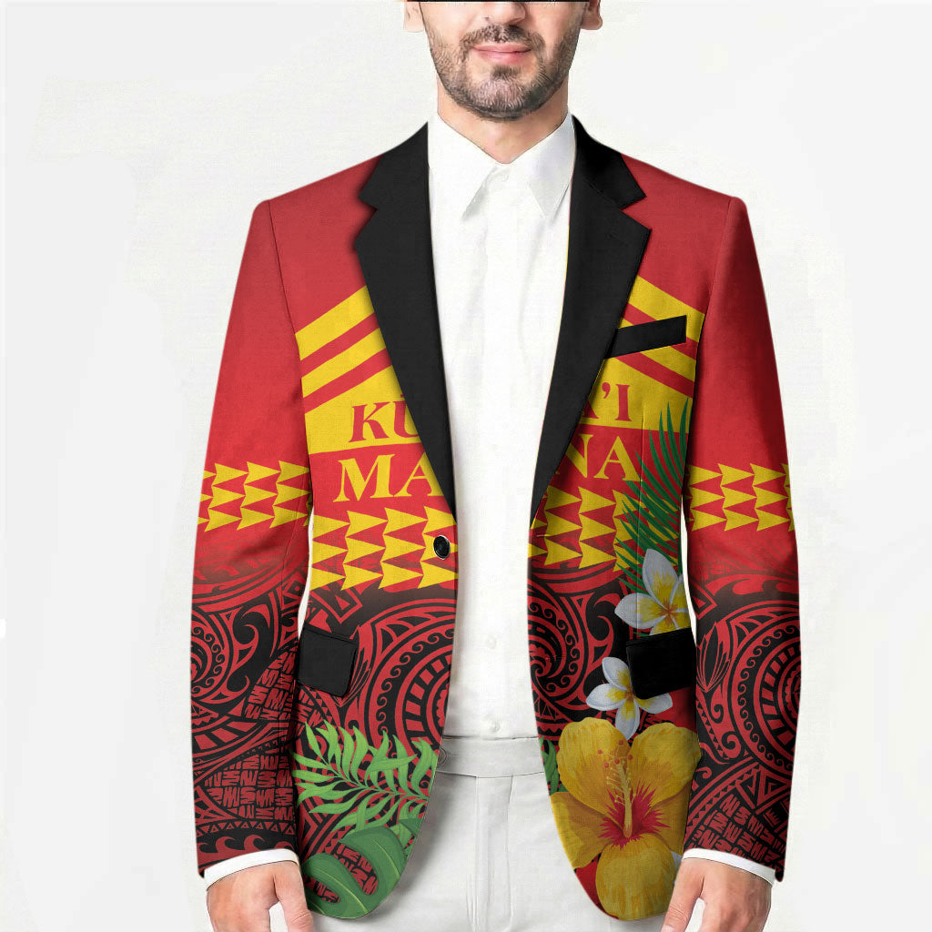 Hawaii Ku Kia'i Mauna Personalized Blazer Hibiscus Kakau Pattern