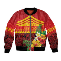 Hawaii Ku Kia'i Mauna Personalized Bomber Jacket Hibiscus Kakau Pattern