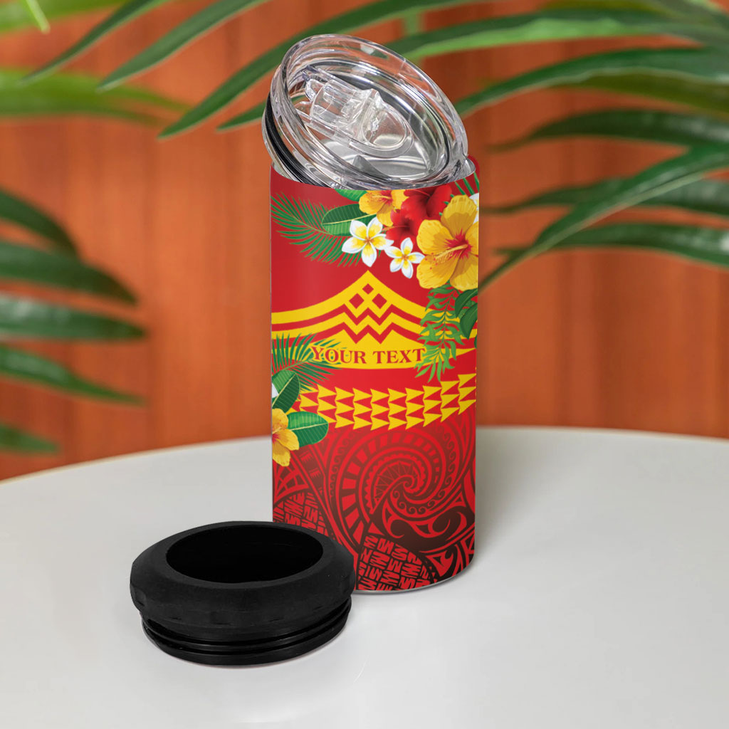 Hawaii Ku Kia'i Mauna Personalized 4 in 1 Can Cooler Tumbler Hibiscus Kakau Pattern