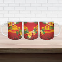 Hawaii Ku Kia'i Mauna Personalized Ceramic Mug Hibiscus Kakau Pattern