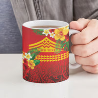 Hawaii Ku Kia'i Mauna Personalized Ceramic Mug Hibiscus Kakau Pattern