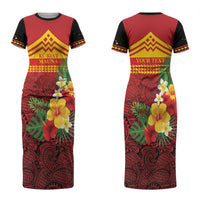 Hawaii Ku Kia'i Mauna Personalized Couples Matching Short Sleeve Bodycon Dress and Long Sleeve Button Shirt Hibiscus Kakau Pattern LT9 - Polynesian Pride