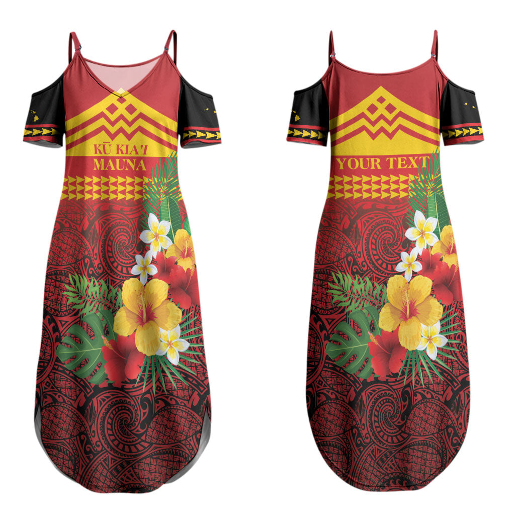 Hawaii Ku Kia'i Mauna Personalized Couples Matching Summer Maxi Dress and Hawaiian Shirt Hibiscus Kakau Pattern LT9 - Polynesian Pride