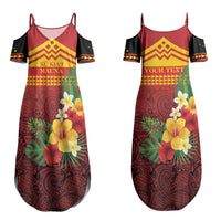 Hawaii Ku Kia'i Mauna Personalized Couples Matching Summer Maxi Dress and Hawaiian Shirt Hibiscus Kakau Pattern LT9 - Polynesian Pride