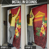 Hawaii Ku Kia'i Mauna Personalized Door Cover Hibiscus Kakau Pattern