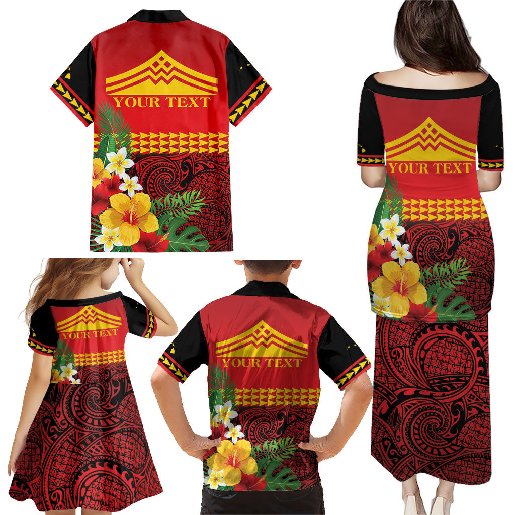 Hawaii Ku Kia'i Mauna Personalized Family Matching Puletasi and Hawaiian Shirt Hibiscus Kakau Pattern