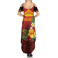 Hawaii Ku Kia'i Mauna Personalized Family Matching Summer Maxi Dress and Hawaiian Shirt Hibiscus Kakau Pattern