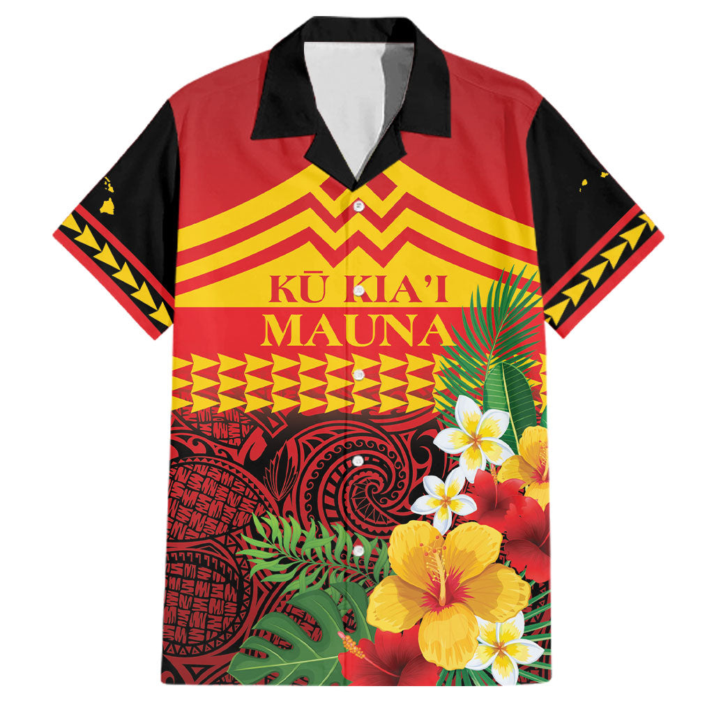 Hawaii Ku Kia'i Mauna Personalized Family Matching Tank Maxi Dress and Hawaiian Shirt Hibiscus Kakau Pattern